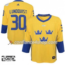 Adidas Maillot de Hockey Suède Henrik Lundqvist 30 Coupe du monde de hockey sur glace 2016 Jaune Premier - Enfant